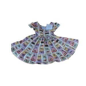 NWT Girl August‎ Twirl Dress, Cassette Tape Print, Sz S